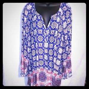 Red white and blue top 2x